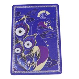 Card feng shui din plastic cu paun pentru protectia averii