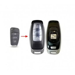 Carcasa cheie compatibila Audi A3, Q3, A6, A4, Q7 model transformare din cheia originala Keyless, argintiu