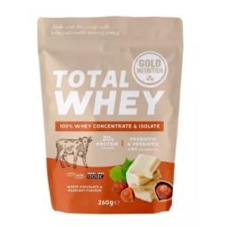 Pudra proteica Total Whey cu ciocolata alba si alune 260g GoldNutrition