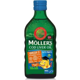 Omega 3 ulei din ficat de cod cu aroma de tutti-frutti 250ml Moller's