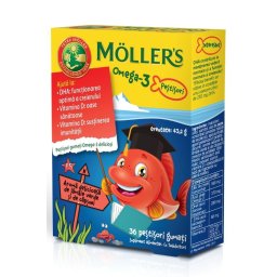 Pestisori gumati cu Omega 3 cu aroma de capsuni 36 jeleuri Moller's