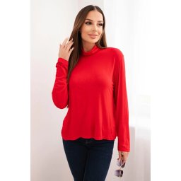 Kesi Włoski Women's viscose blouse with a turtleneck and long sleeves red