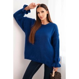 Kesi Włoski Women's sweater with a blend of mohair and wool in a loose fit bluebell