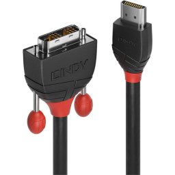 Cablu video LINDY Black, HDMI Male - DVI-D Male, 3m, Negru