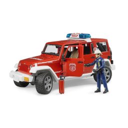 Masinuta de pompieri Bruder - Jeep Wrangler Unlimited Rubicon, cu figurina