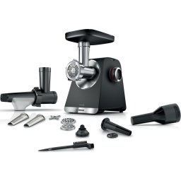 Masina de tocat Bosch MFWS650B, 2100W, 3.5kg/ min, 3 site, accesoriu suc de rosii, palnie carnati, accesoriu pt kebbe, cutit cu 2 taisuri, Argintiu