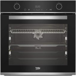 Cuptor incorporabil Beko BBVM13400XDS, Electric, Multifunctional, Split & Cook®, SteamShine® Cleaning, SoftClose® door, 3D Cooking, Rafturi telescopice, Pizza, 14 functii, 72 l, Clasa A+, Negru/Inox