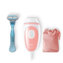 Epilator Mini PL1014 IPL cu 2 accesorii: aparat de ras Venus, husă de voiaj White/Pink