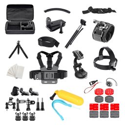 Set accesorii 50 in 1 pentru camere sport GoPro si SJCAM, pachet complet aventura