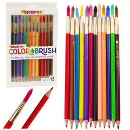 Accesorii birotica Creioane acuarelă cu pensule 2 în 1 colorate, 12 buc.