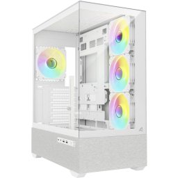 Carcasa AK7 ARGB tower case white tempered glass