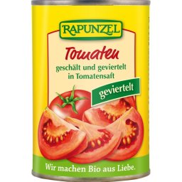 Tomate cojite si taiate in patru la conserva 400g Rapunzel