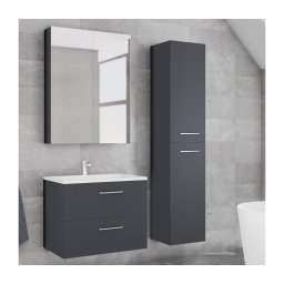 Set mobilier pentru baie KATE cu lavoar + dulap cu oglindă + dulap suspendat, antracit