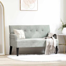 Banca Chesterfield Gri deschis 112 x 65.5 x 75 cm Catifea GartenMobel Dekor