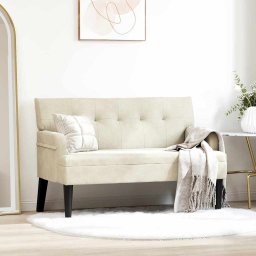 Banca Chesterfield Crem 112 x 65.5 x 75 cm Catifea GartenMobel Dekor