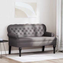 Banca Chesterfield Gri 119.5 x 64.5 x 75 cm Piele artificiala GartenMobel Dekor