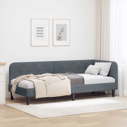 Cadru de pat coltar cu headboard Gri închis 80 x 200 cm Catifea GartenMobel Dekor
