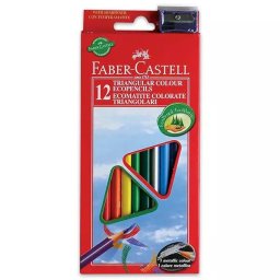 Faber-Castell: Set ECO de creioane colorate triunghiulare - 12 bucăți, cu ascuțitoare cadou