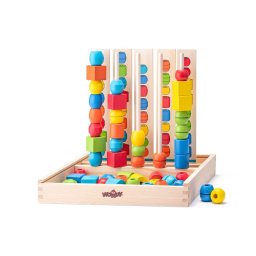 Joc logic de reprodus cu margele din lemn, 55 piese, Woodyland