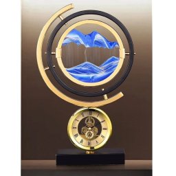 Ceas decorativ cu nisip artistic albastru , Cadou elegant pentru barbati - Art Table Clock