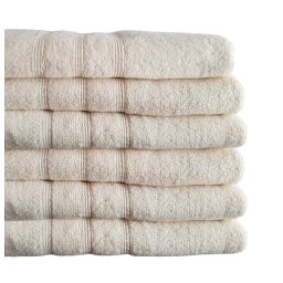 Set de 6 prosoape baie, bumbac 100%, 550gsm, Valentini Bianco, 50x100cm, Crem