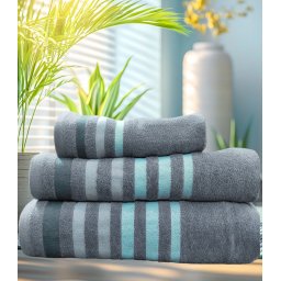 Set 3 prosoape baie Valentini Bianco, bumbac 100%, 550gsm, Jackard TMJK3/Gri