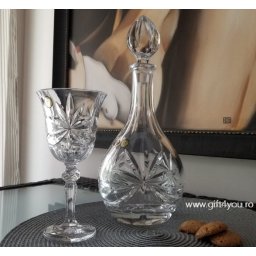 Cristal Bohemia - Set 7 piese decantor + 6 pahare de vin Fiesta