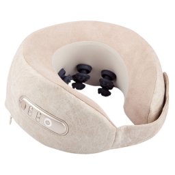 Aparat masaj pentru gat Medivon Calm, Masaj 3D, 38-42°C, 2 moduri, Spuma memory, Husa lavabila, Memento-uri vocale, Bej