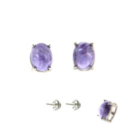 Cercei Charoit Natural cu Argint 925 - Oval - 8x6x14 mm - 1 Pereche