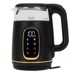 Fierbator 1305, 1850/2200 W, 1,7 l, Control tactil, Afisaj LCD color, 5 setari temperatură 40-100°C, Filtru antidecantare, Negru-Auriu