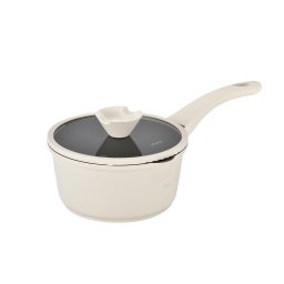 Tigai si seturi TIGAIE PENTRU SOS DIN ALUMINIU TURNAT SUB PRESIUNE SI ACOPERIRE CERAMICA CU CAPAC DIN STICLA – 18 CM – ZG-ACS 13 CREM