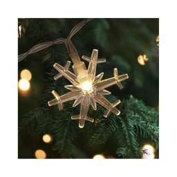 Ghirlandă LED de Crăciun pentru exterior 20xLED/2xAA 2,2 m IP44 alb cald fulgi de zăpadă