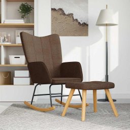 Scaun balansoar cu taburet, maro, textil GartenMobel Dekor