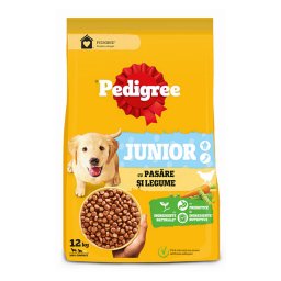 Hrana uscata caini, Pedigree Junior Talie Medie, Pui si Orez, 12 kg