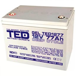 Acumulator AGM VRLA 12V 77A GEL Deep Cycle 260mm x 167mm x h 210mm M6 TED Battery Expert Holland TED003409 (1)