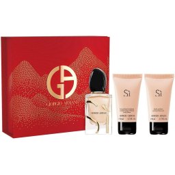 Set Giorgio Armani Si, EDP 50 ml + loțiune corp 50 ml + gel de duș 50 ml, parfum feminin lux