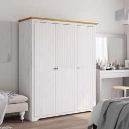 Gossi sifonier "bodo", alb & maro, 146x53,5x173 cm, lemn masiv de pin