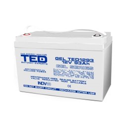 Acumulator 12V GEL Deep Cycle Solar, Dimensiuni 305 x 167 x 208 mm, Baterie 12V 93Ah M8, TED Electric TED003485
