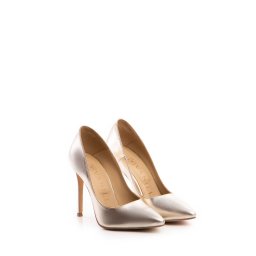Pantofi Stiletto cu toc subtire Corina, piele naturala, auriu