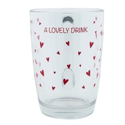 Set 12 cani sticla Inimioare 11x8x11 cm, 300 ml