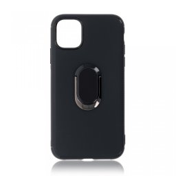 Husa iPhone 11 Pro Max Neagra Din Silicon Premium Cu Inel Rotativ