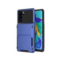 Husa Huawei P40 - Book Type Card Holder, albastru, HWP40-007