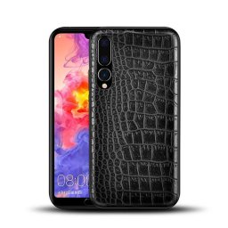 Husa pentru Huawei P30, Pro cu protectie ridicata, TPU + Crocodil Design, rezistenta la socuri, negru