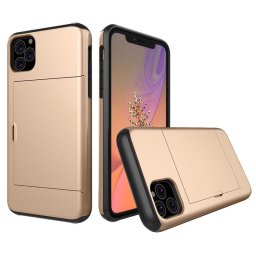 Husa iPhone 11 Pro Auriu Antisoc Cu Buzunar Pentru Card