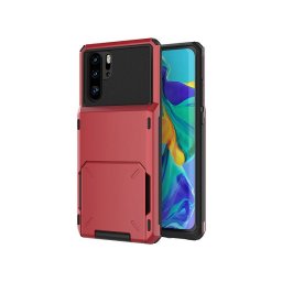 Husa Huawei P40 Book Type Card Holder, rosu, HWP40-004