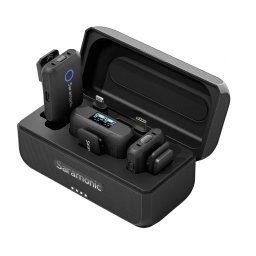 Kit Microfoane Wireless Saramonic Blink500 B2+ cu 2 TX + RX 2.4GHz Display OLED Carcasa Incarcare 1250mAh Negru