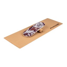 BoarderKING Indoorboard Classic, placă pentru echilibru, covor, cilindru, lemn / plută, roșie (FIA2-BalanceBoardFl)