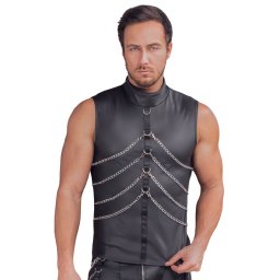 NEK Sleeveless Cool Matte Look Shirt with Chains 2162008 Black 3XL