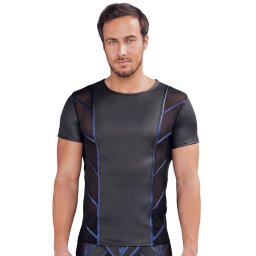 NEK Cool Matte Look Shirt with Blue Metallic Stripes 2162016 Black 3XL