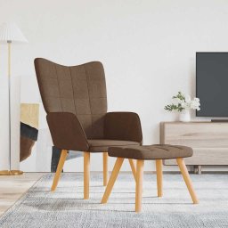 Scaun de relaxare cu taburet, maro, textil GartenMobel Dekor
